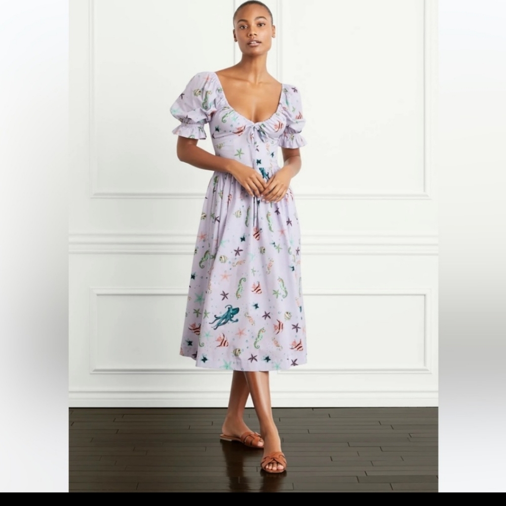 NWT Hill House Ophelia Nap Dress in Sea Creatures Print Size XL